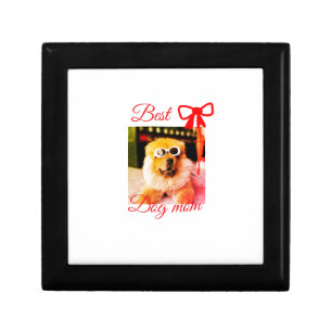 Red bow best dog mom dad photo dog/pet name gift box