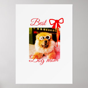 Red bow best dog mom dad photo dog/pet name holder
