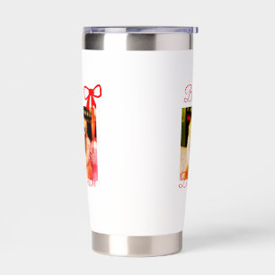 Red bow best dog mom dad photo dog/pet name insulated tumbler