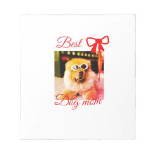 Red bow best dog mom dad photo dog/pet name notepad
