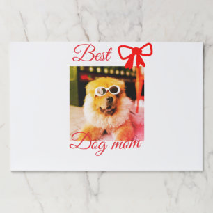 Red bow best dog mom dad photo dog/pet name  paper pad
