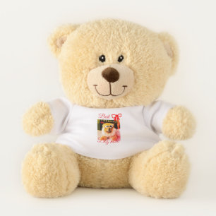 Red bow best dog mom dad photo dog/pet name teddy bear