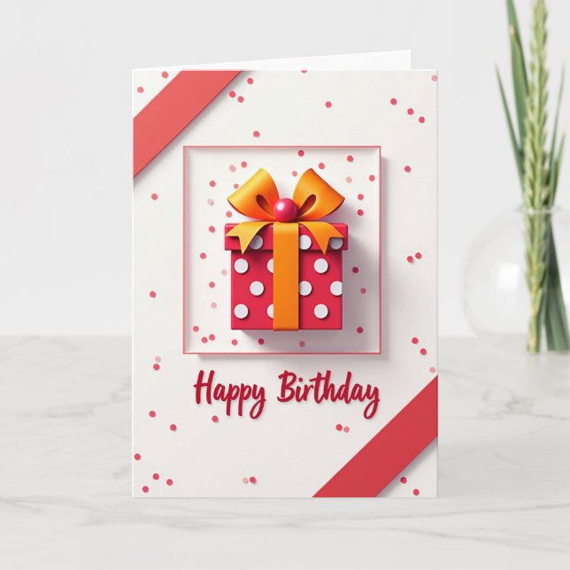 Red Bow Birthday Celebration Card (Front)