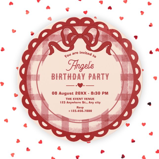 Red bow birthday invitation (Creator Uploaded)