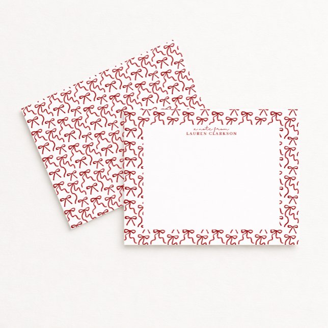 Red Bow Border Valentine's Day Note Card (Creator Uploaded)