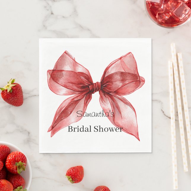 Red Bow Bridal Shower Napkins (Insitu)