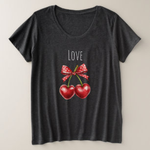 Red Bow Cherry Hearts Love Plus Size T-Shirt