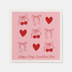 Red Bow Cherry Sweet Bachelorette Party Napkins