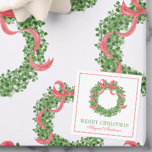 Red Bow Christmas Boxwood Wreath Note Card