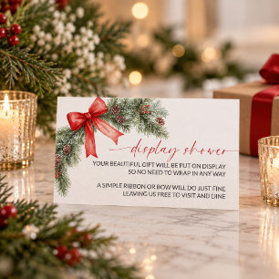 Red Bow Christmas Display Shower Enclosure Card