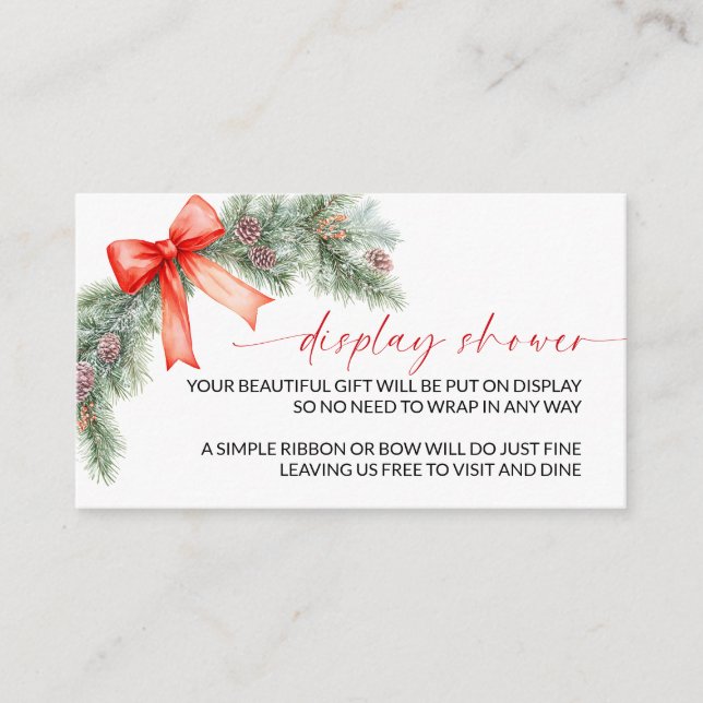 Red Bow Christmas Display Shower Enclosure Card (Front)