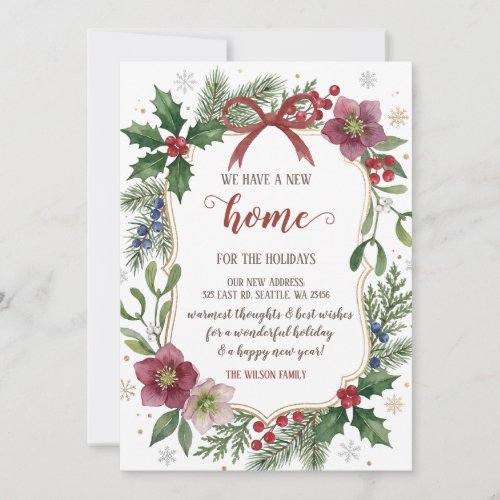 Red Bow Christmas Holiday Moving Announcement