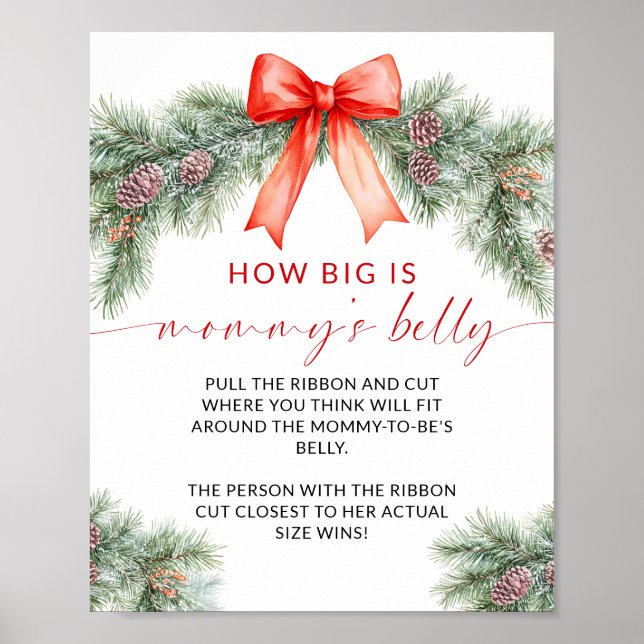 Red Bow Christmas How Big is Mommy's Belly Game Poster (Front)