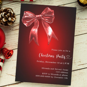 Red bow Christmas Party Invitation