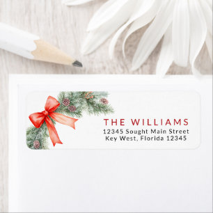 Red Bow Christmas Return Address Labels