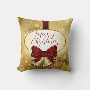 Red Bow Christmas Throw Pillow