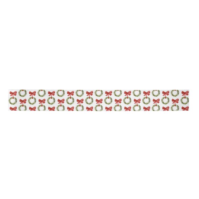 Red Bow Christmas Wreath Satin Ribbon (Front)