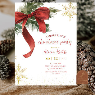 Red Bow Coquette Christmas Party Invitation