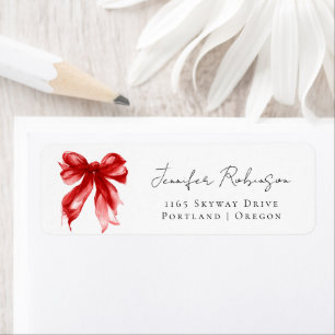 Red Bow Coquette Script Sweet 16 Party Label