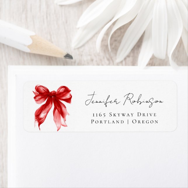 Red Bow Coquette Script Sweet 16 Party  Label (Insitu)