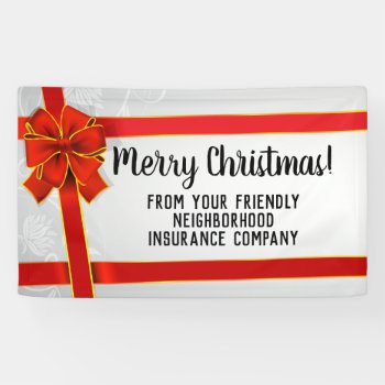 Red Bow Custom Merry Christmas Holiday Party Banner by ChristmasCardShop at Zazzle