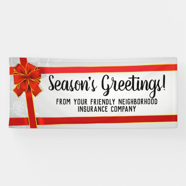 Red Bow Custom Personalized Christmas Holiday Banner (Horizontal)