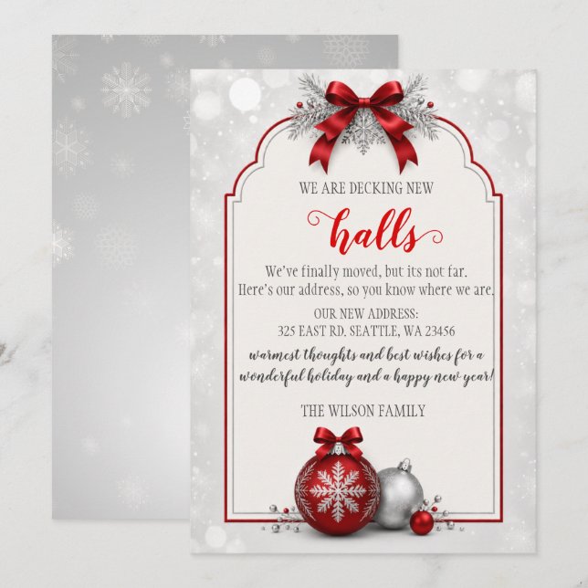 Red Bow Decking New Halls Moving Announcement (Front/Back)