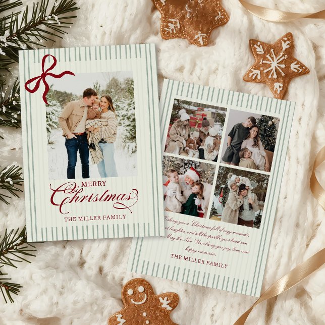 Red Bow Family Photo Christmas Holiday Card (Creator Uploaded)