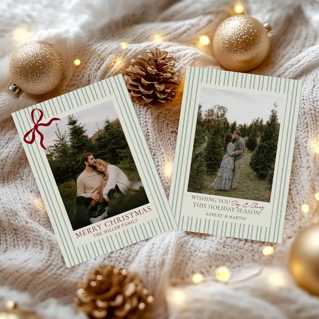 Red Bow Family Photo Christmas Holiday Card  (Creator Uploaded)