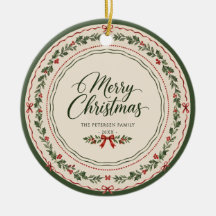 Red Bow Floral Border Christmas Holiday Party