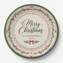 Red Bow Floral Border Christmas Holiday Party