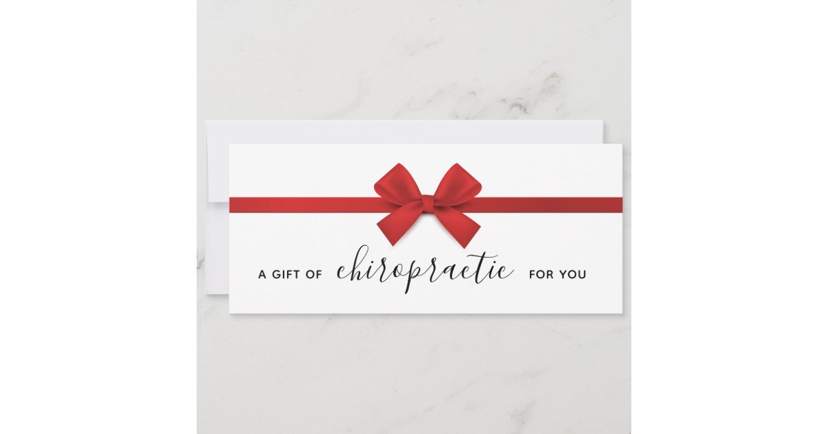Red Bow Gift Of Chiropractic Gift Certificate Zazzle