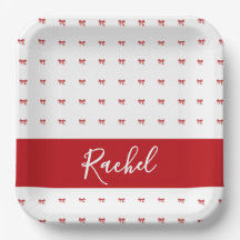 Red Bow Girl Birthday Party Paper Plate