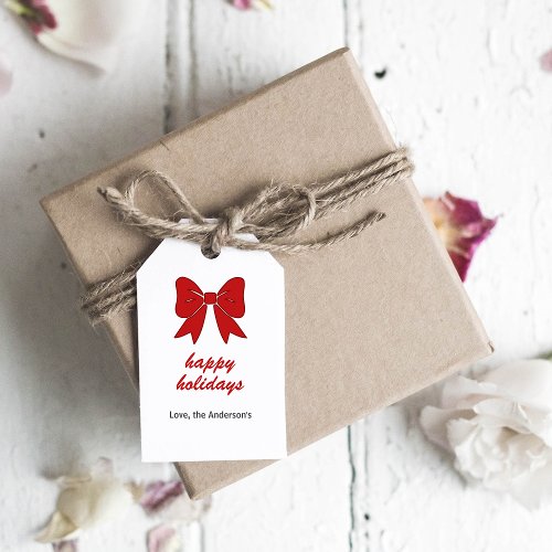 Red Bow Happy Holiday Gift Tags