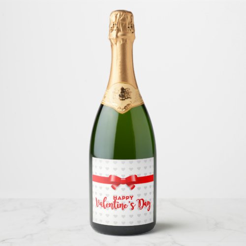 Red Bow Happy Valentines Day Sparkling Wine Label