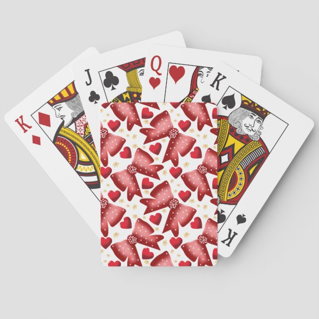 Red  Bow Heart Seamless Pattern Cute  Poker Cards (Back)