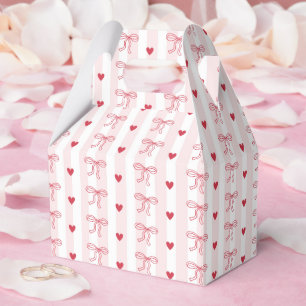 Red Bow Hearts Valentines Baby Shower Favor Boxes