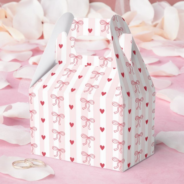 Red Bow Hearts Valentines Baby Shower Favor Boxes (Wedding)