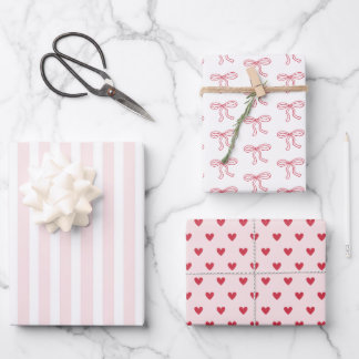 Red Bow Hearts Valentine's Day Gifts Wrapping Paper Sheets