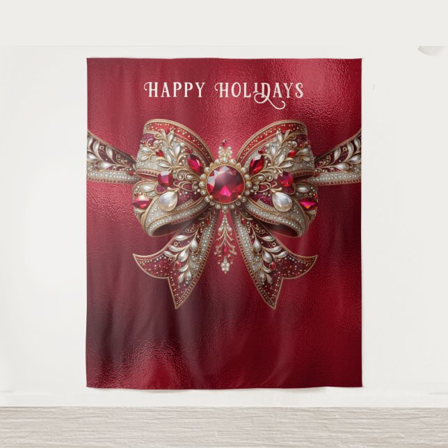 Red Bow Holiday Backdrop (Front)