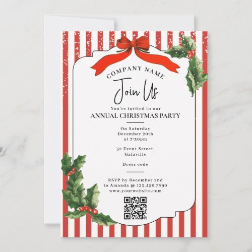 Red Bow Holiday Company Christmas Work Party Invitation