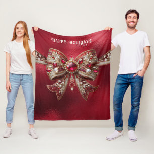 Red Bow Holiday Fleece Blanket