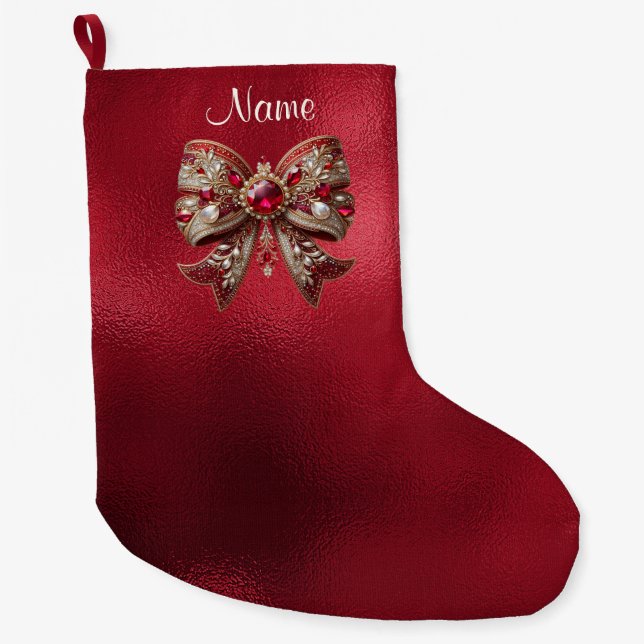 Red Bow Holiday Stocking (Front)