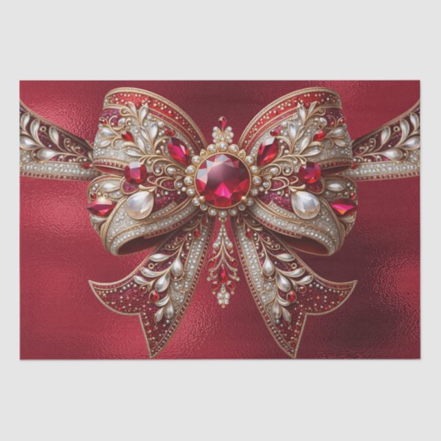 Red Bow Holiday Tissue Paper (Front)