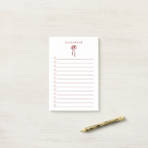 Red Bow Holiday To-Do List Mini Notepad 