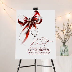 Red Bow Knot Bridal Shower Welcome Sign