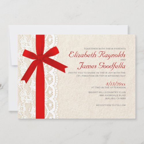 Red Bow &amp; Lace Wedding Invitations