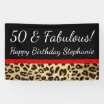 Red Bow Leopard 50th Fabulous Birthday Party Banner