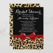 Red Bow Leopard Print Bridal Shower Invitation (Front/Back)