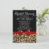 Red Bow Leopard Print Bridal Shower Invitation (Standing Front)